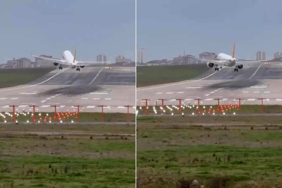 Görüntü Sabiha Gökçen’den! Uçak pistin üzerinde askıda kaldı