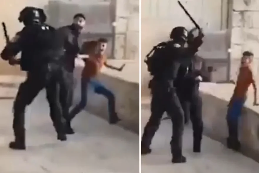 İsrailli asker, Filistinli babayı çocuğunun gözü önünde dövdü